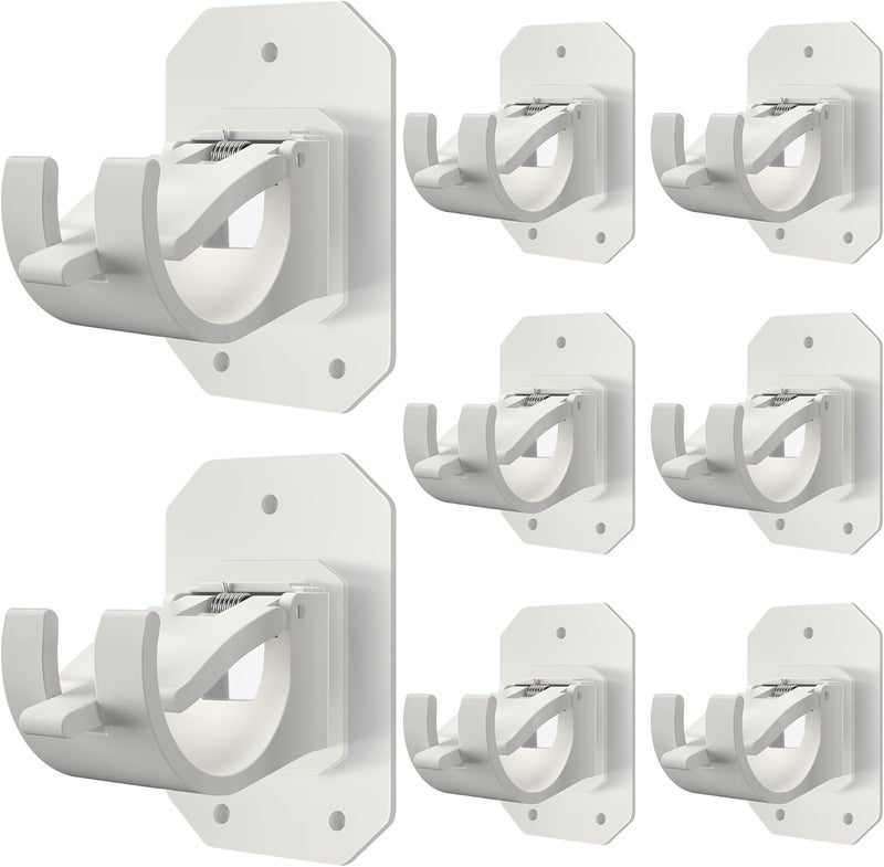 Codoule 8PCS Upgraded No Drill Curtain Rod Brackets - No Drilling, Self Adhesive, Nail Free, Adjustable Curtain Hangers for Poles 0.62~1.57 Inch - Image 1